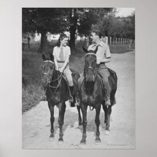 Couple Riding Horses Poster