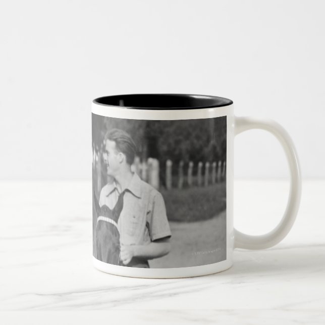 Couple Riding Horses Two-Tone Coffee Mug (Right)