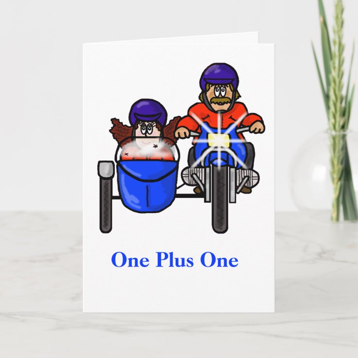Couple Riding Motorcycle with Side Car Card | Zazzle