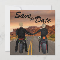 Couple Riding Motorcycles on Rocky Highway Wedding