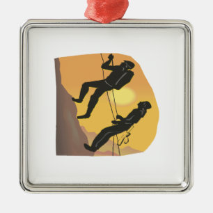 Couple Rock Climbing Metal Tree Decoration