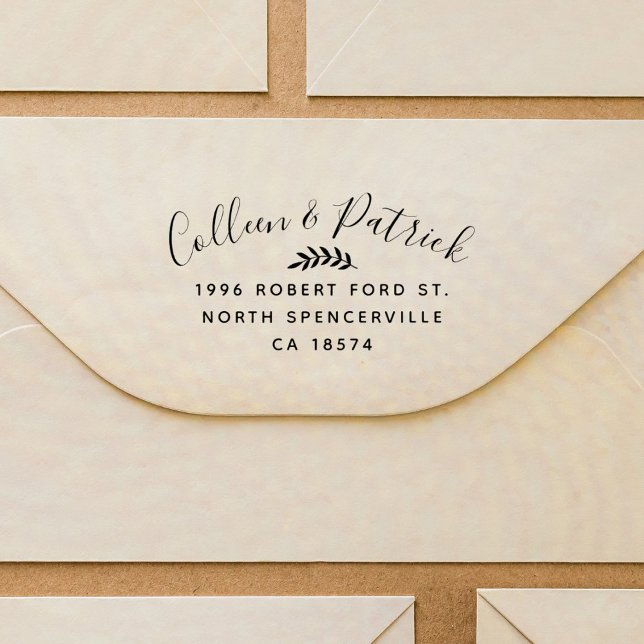 Couple´s Names Elegant Script Return Address Rubber Stamp (Creator Uploaded)