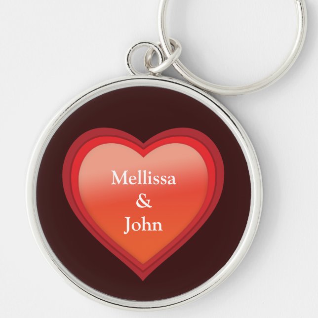Couple´s Names Heart Key Ring (Front)
