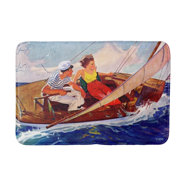 Couple Sailing by R.J. Cavaliere Bath Mat (Front)