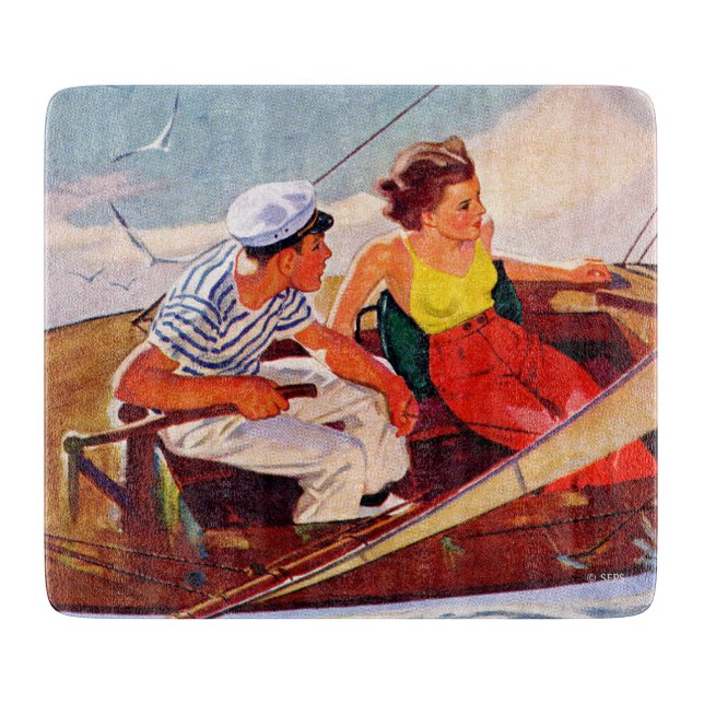Couple Sailing by R.J. Cavaliere Cutting Board (Front)