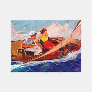 Couple Sailing by R.J. Cavaliere Fleece Blanket