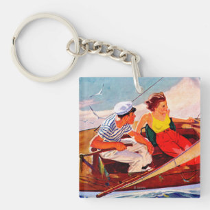 Couple Sailing by R.J. Cavaliere Key Ring
