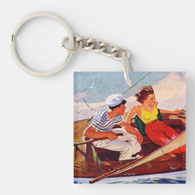 Couple Sailing by R.J. Cavaliere Key Ring (Front)
