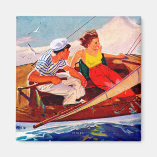 Couple Sailing by R.J. Cavaliere Magnet