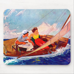 Couple Sailing by R.J. Cavaliere Mouse Mat