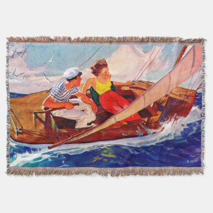 Couple Sailing by R.J. Cavaliere Throw Blanket