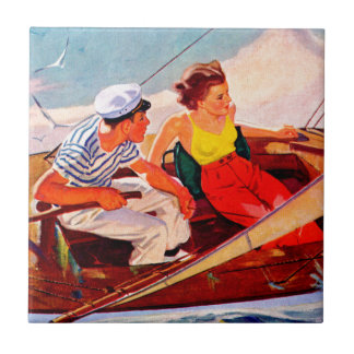 Couple Sailing by R.J. Cavaliere Tile