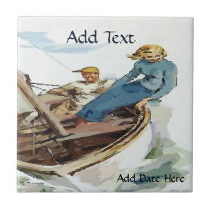 Couple Sailing Tile, Dutch Look, Personalise Tile