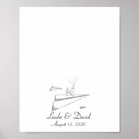 Couple Seating on Paper Plane Fingerprint Book Pos