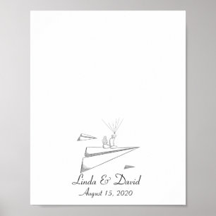 Couple Seating on Paper Plane Fingerprint Book Pos Poster