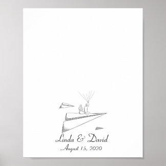 Couple Seating on Paper Plane Fingerprint Book Pos Poster