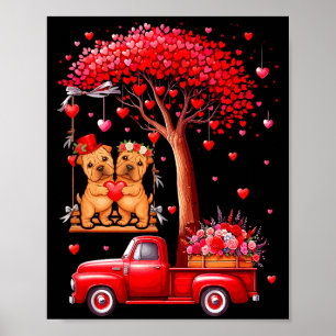 Couple Shar Peis Valentine Hearts Tree Pickup Truc Poster