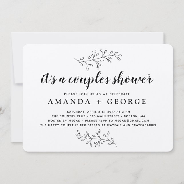 Couple shower invitation rustic kraft card (Front)