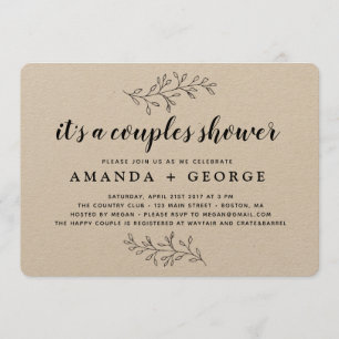 Couple shower invitation rustic kraft card