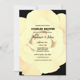 Couple Shower Ivory Black Floral Rose Wedding Invitation