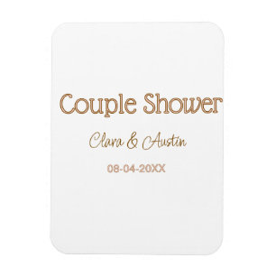 couple shower name date brown pink pastel wedding magnet