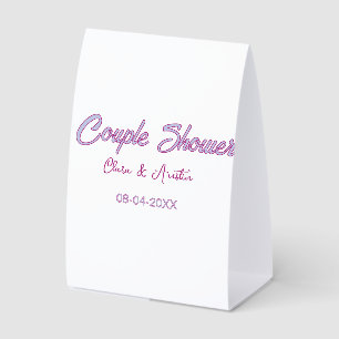 couple shower name date grey trendy simple pink