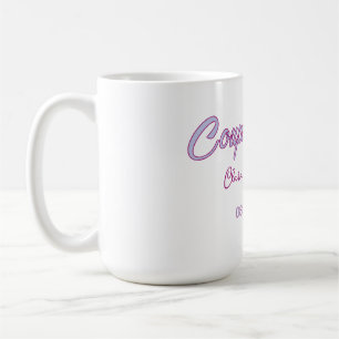 couple shower name date grey trendy simple pink coffee mug