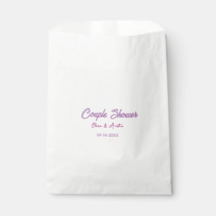 couple shower name date grey trendy simple pink favour bags