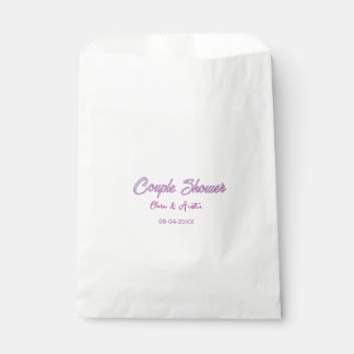 couple shower name date grey trendy simple pink favour bags
