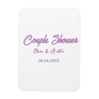 couple shower name date grey trendy simple pink magnet