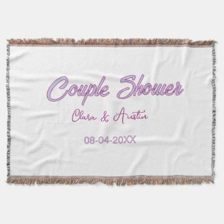 couple shower name date grey trendy simple pink throw blanket