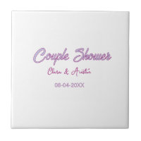 couple shower name date grey trendy simple pink
