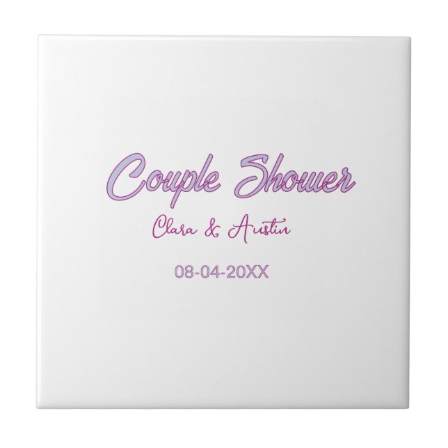 couple shower name date grey trendy simple pink tile (Front)