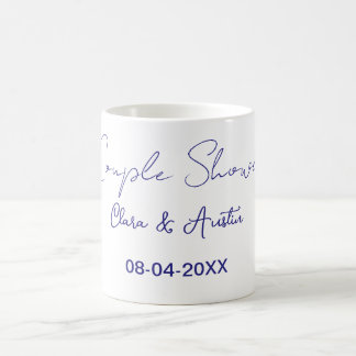 couple shower name date purple trendy simple minim coffee mug