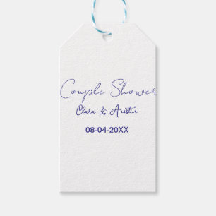 couple shower name date purple trendy simple minim gift tags