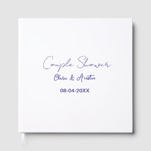couple shower name date purple trendy simple minim guest book