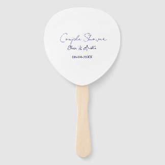 couple shower name date purple trendy simple minim hand fan