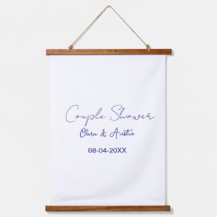 couple shower name date purple trendy simple minim hanging tapestry