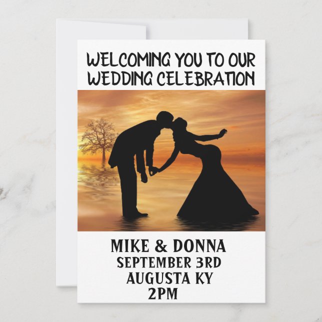 COUPLE SILHOUETTE ART WEDDING INVITATIONS (Front)