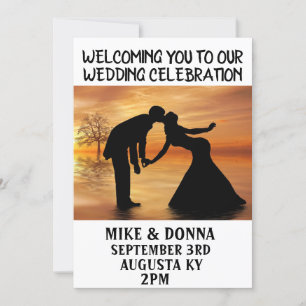 COUPLE SILHOUETTE ART WEDDING INVITATIONS