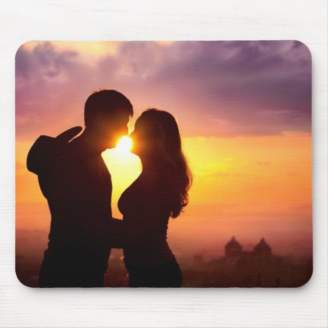 Couple Silhouette At Sunset Mouse Mat (Front)