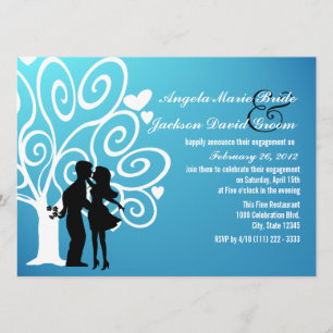 Couple Silhouette Engagement Party Invitation