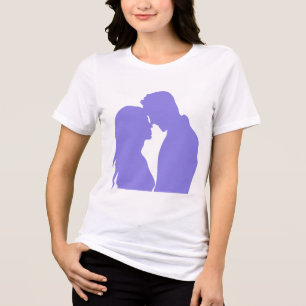 Couple Silhouette Purple Graphic T-Shirt Tri-Blend Shirt