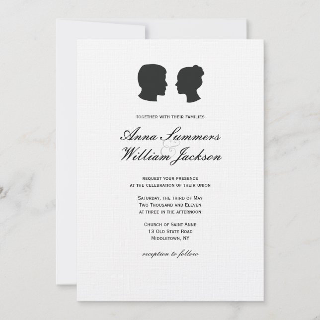 Couple Silhouette Wedding Invitation -Customs Made (Front)