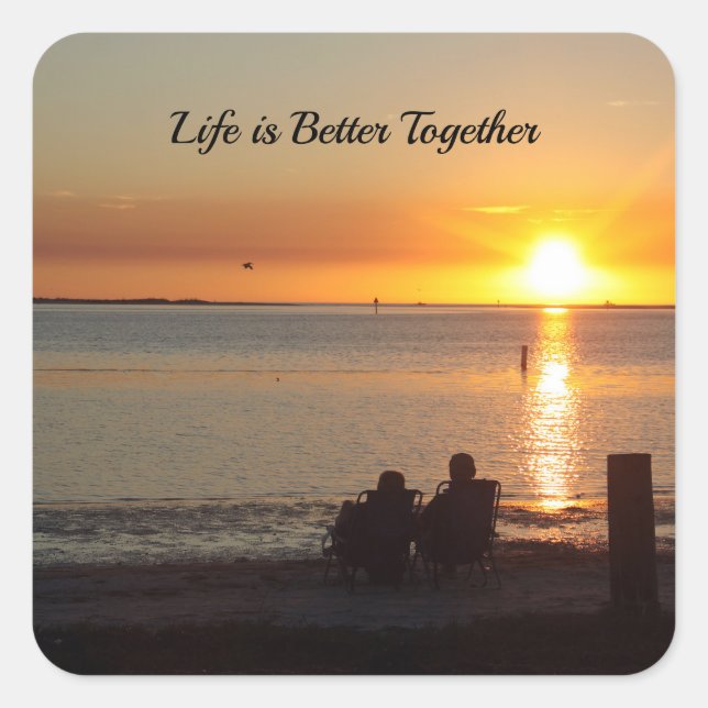 Couple Sit On Beach At Sunset Stickers (Front)