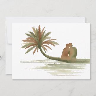 Couple Sitting on Palm Tree Invitation