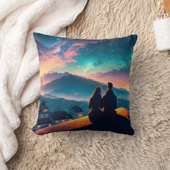Couple Sitting On The Roof Cushion (Blanket)