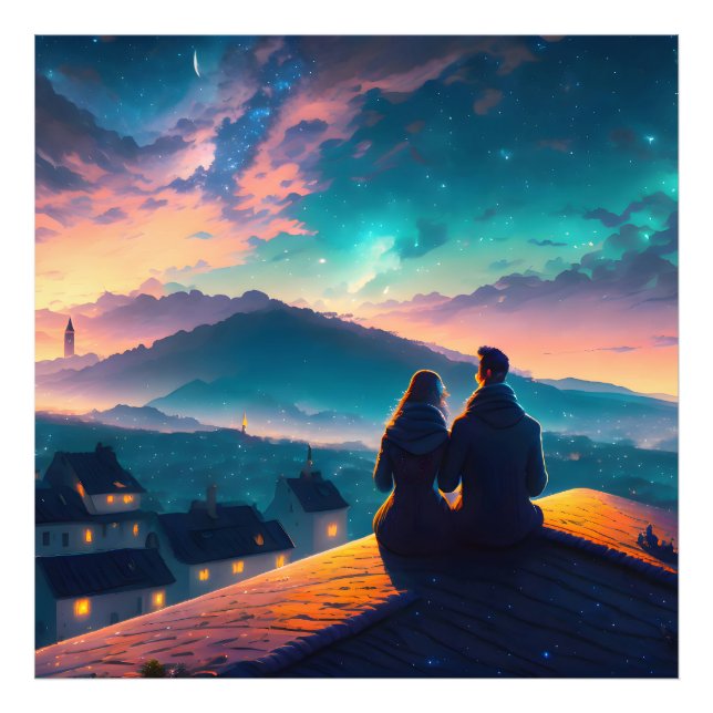 Couple Sitting On The Roof Photo Print (Front)