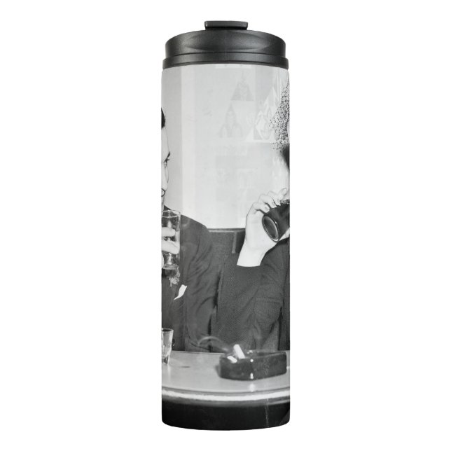 Couple sitting together in a restaurant flirting w thermal tumbler (Front)