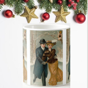 Couple skating, a vintage scene coffee mug